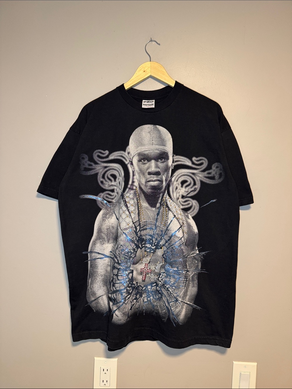 Vintage Y2K 50 Cent Pro Club T-Shirt / XXL Tall / Rhinestones